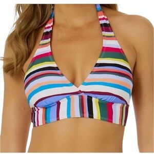 Anne Cole Marilyn Multicolor Striped Halter Bikini Top NWT MSRP $64